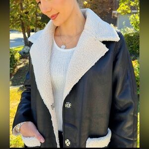 Elegant Black and Cream Teddy Jacket